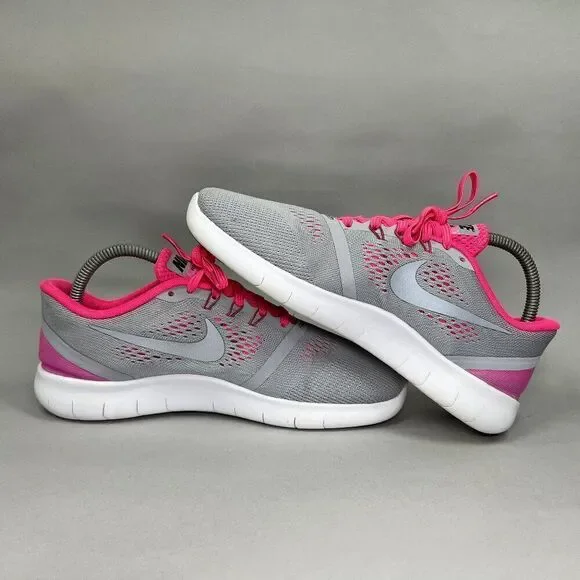 Nike Free RN Running Shoes Girls 7 Grey Pink Athletic Run Training Sneakers - Picture 8 of 12